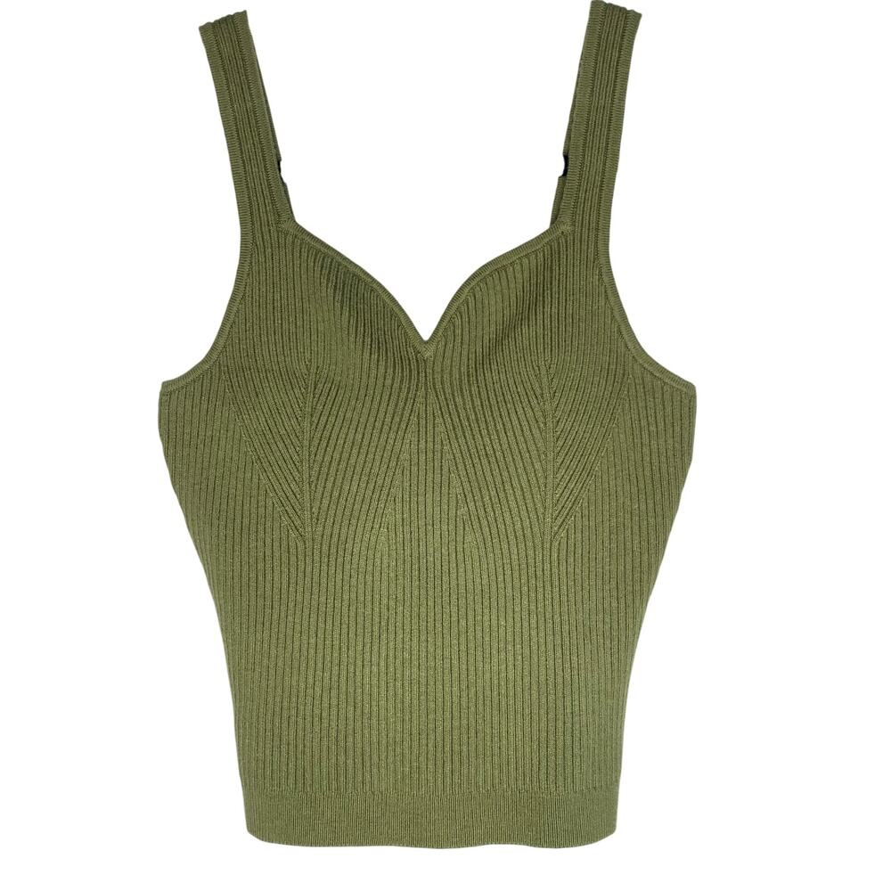 Abercrombie & Fitch Olive Green Contour Sweetheart Ribbed Knit Tank Size Medium